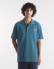 Mens | Bold Fox Head Patch Comfort Polo | Lake Blue