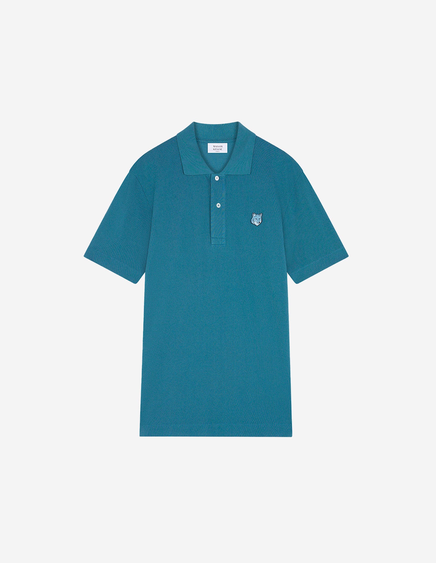 Mens | Bold Fox Head Patch Comfort Polo | Lake Blue