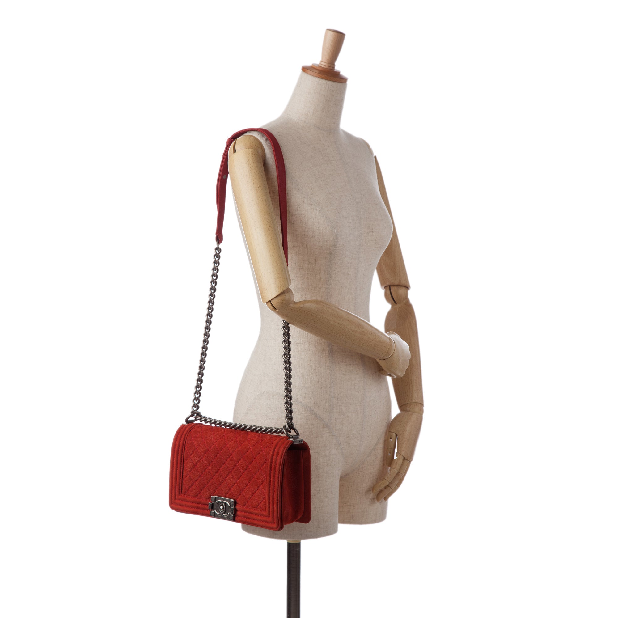 Chanel | Pre-Owned Old Medium Quilted Caviar Boy Flap - II | Red