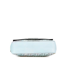 Fendi | Pre-Owned Medium Zucca Perforated Leather Baguette Messenger Bag | Blue/Light Blue