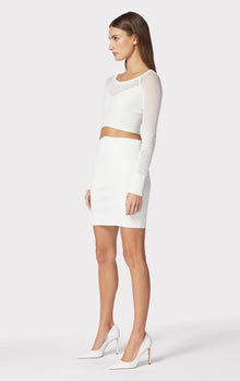 Mixed Pointelle Mini Skirt | Alabaster