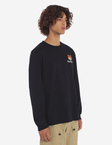 Mens | Maison Kitsune | Barbour Fox Head Long-Sleeve Cotton Tee-Shirt | Black