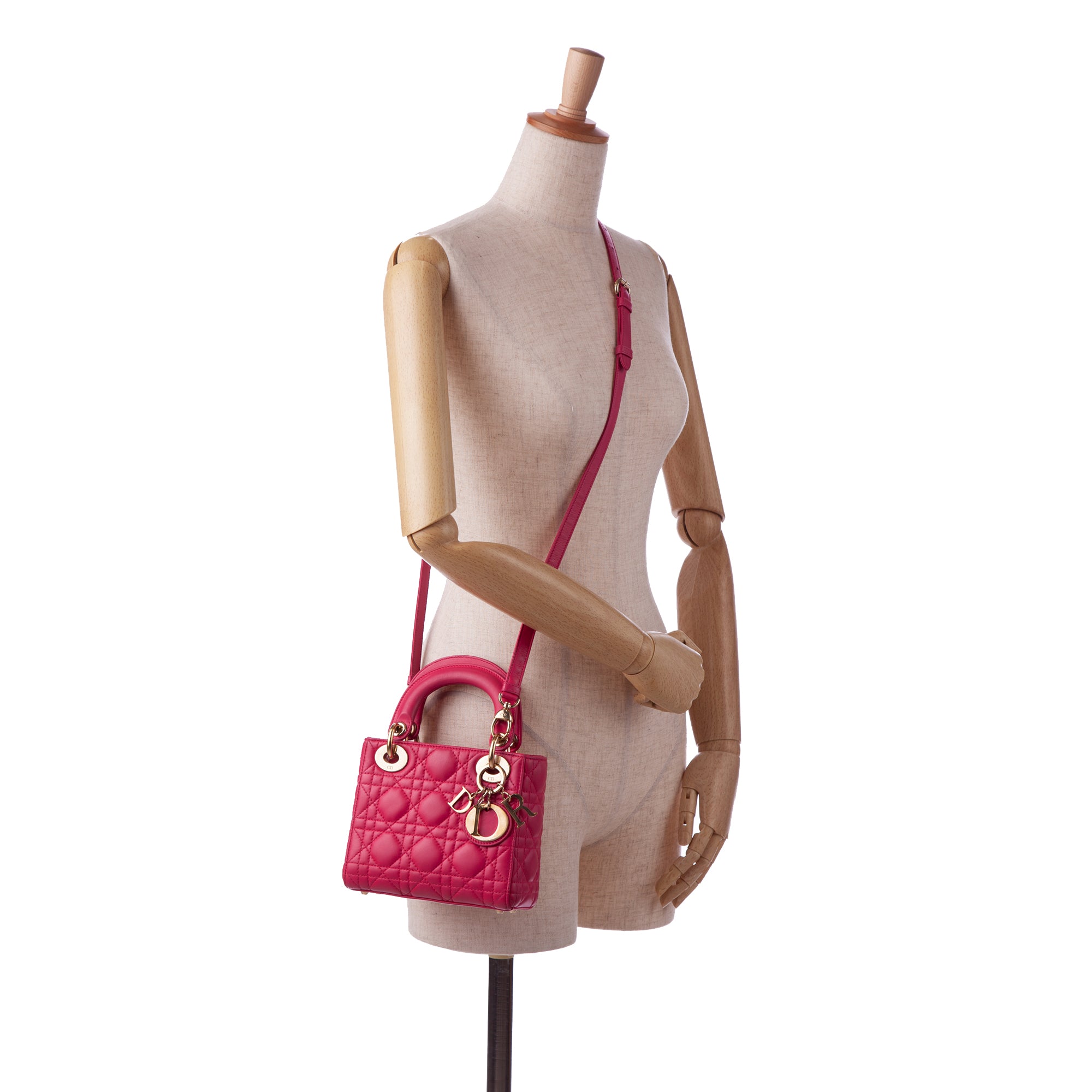 Dior | Pre-Owned Mini Lambskin Cannage Lady | Pink
