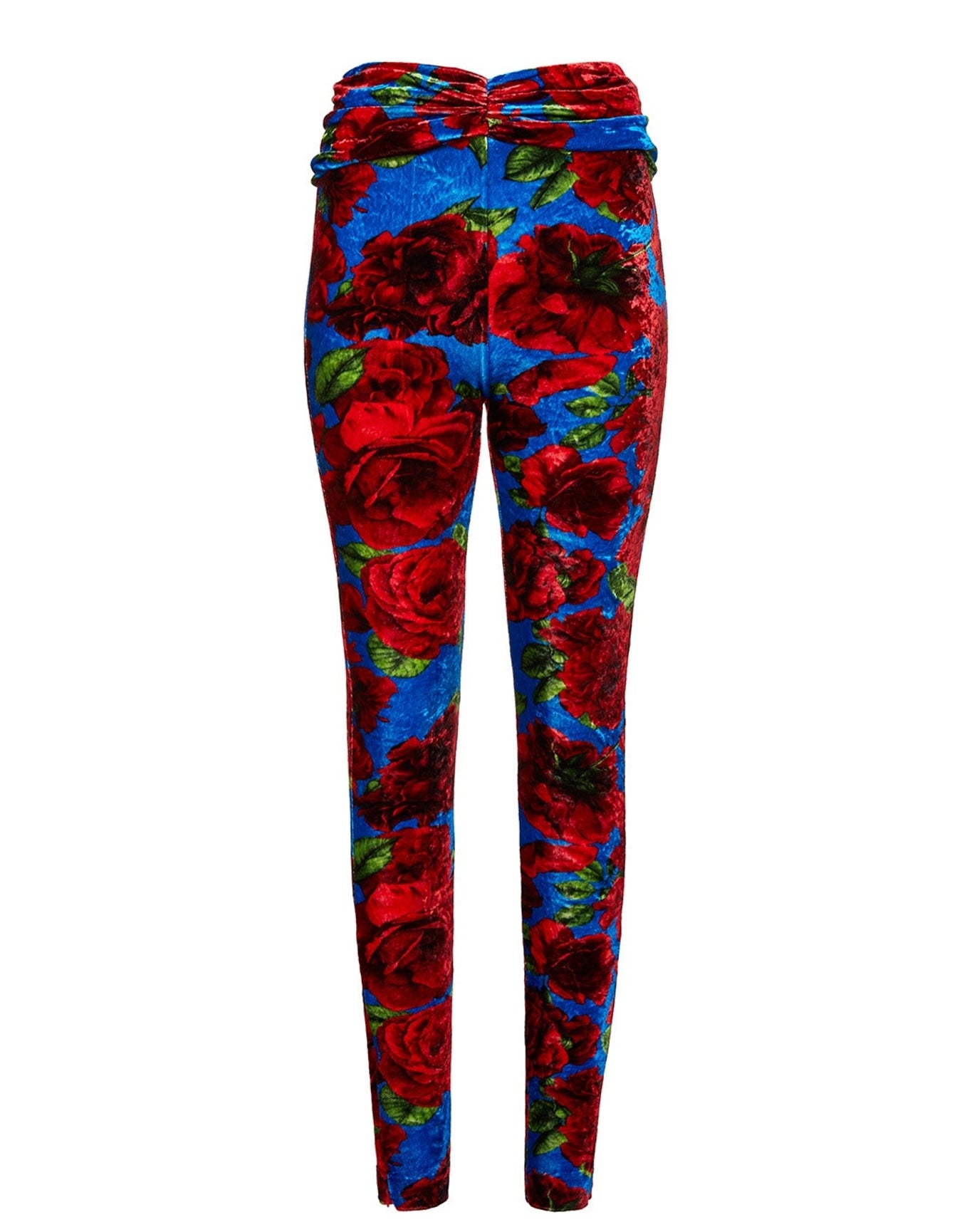 Magda Butrym | Women | Velvet Leggings Blue Floral Print | Red