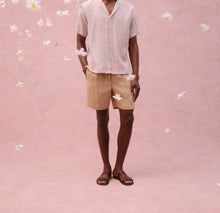 Maitan Linen Relaxed Fit Capri Collar Italian Linen Shirt | Caramel Pink