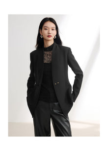 Mandarin Collar Jacket | Black