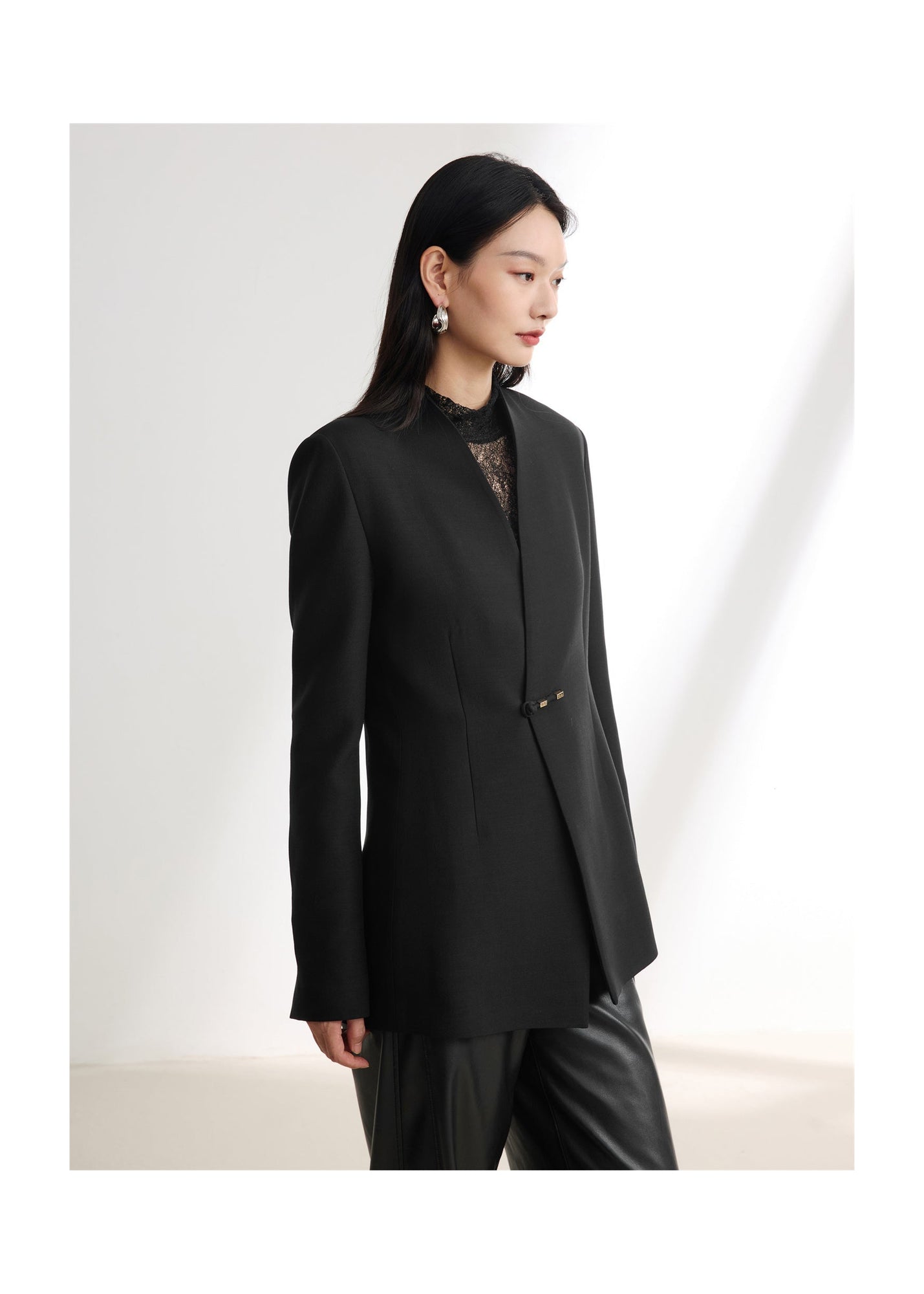 Mandarin Collar Jacket | Black