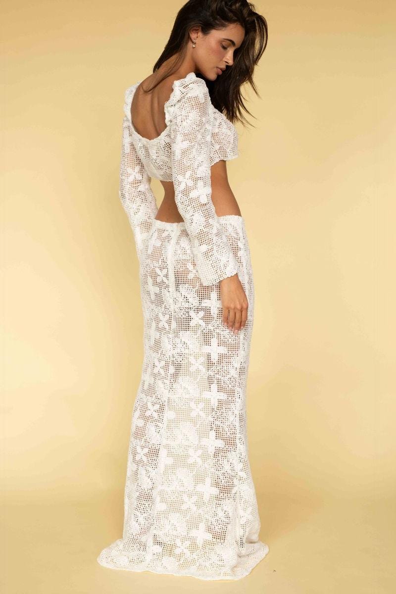 Long Sleeve Crop Top | Margarita Floral Lace