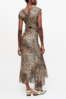 Marl Mesh Long Ruched Crossover Dress | Leopard