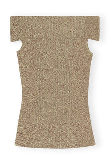 Melange Knit Off Shoulder Top | Brandy Brown