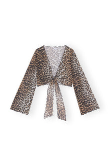 Mesh Cover Up Wrap Blouse | Leopard
