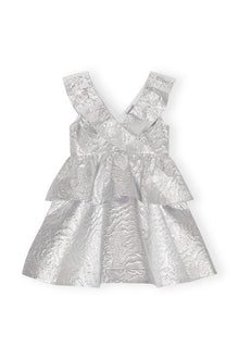 Metallic Jacquard Layer Dress | Silver