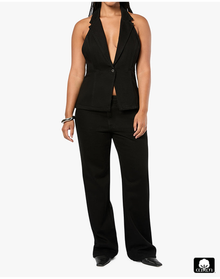 Mid Rise Slim Straight Pant | Black