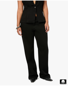 Mid Rise Slim Straight Pant | Black