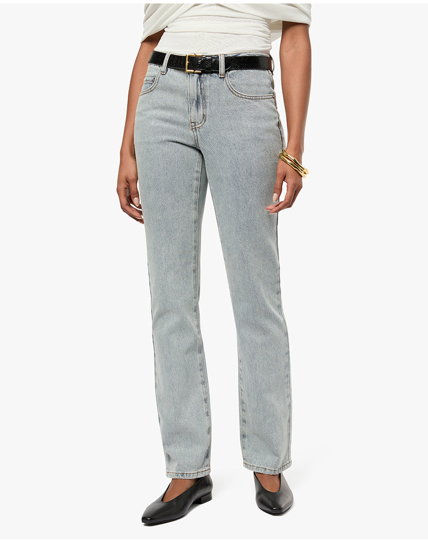 Mid Rise Straight Flare Jean | Antique Wash