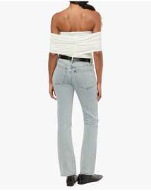 Mid Rise Straight Flare Jean | Antique Wash