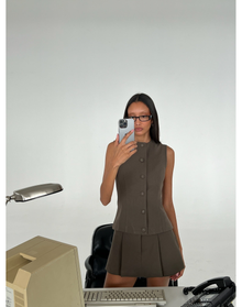 Mini Suiting Skort | Dark Green