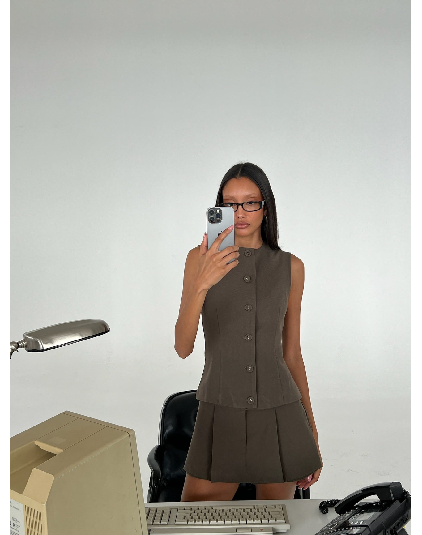 Mini Suiting Skort | Dark Green