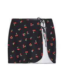 Mini Tie Cherries Sarong | Black