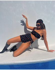 Mini Tie Cherries Sarong | Black