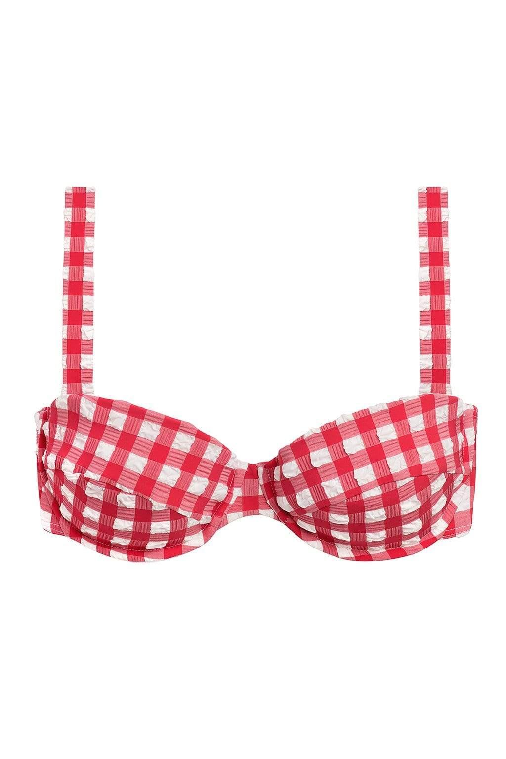 Bustier Bikini Top | Red Gingham