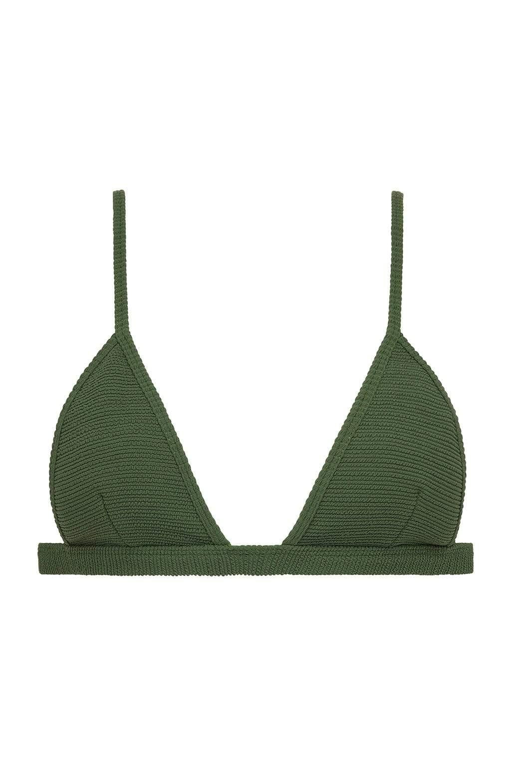 Hunter Triangle Bikini Top | Olive Micro Scrunch