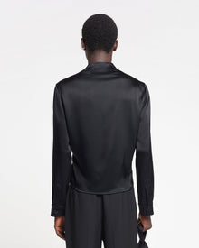 Tebbe Slip Satin Wrap Shirt | Black