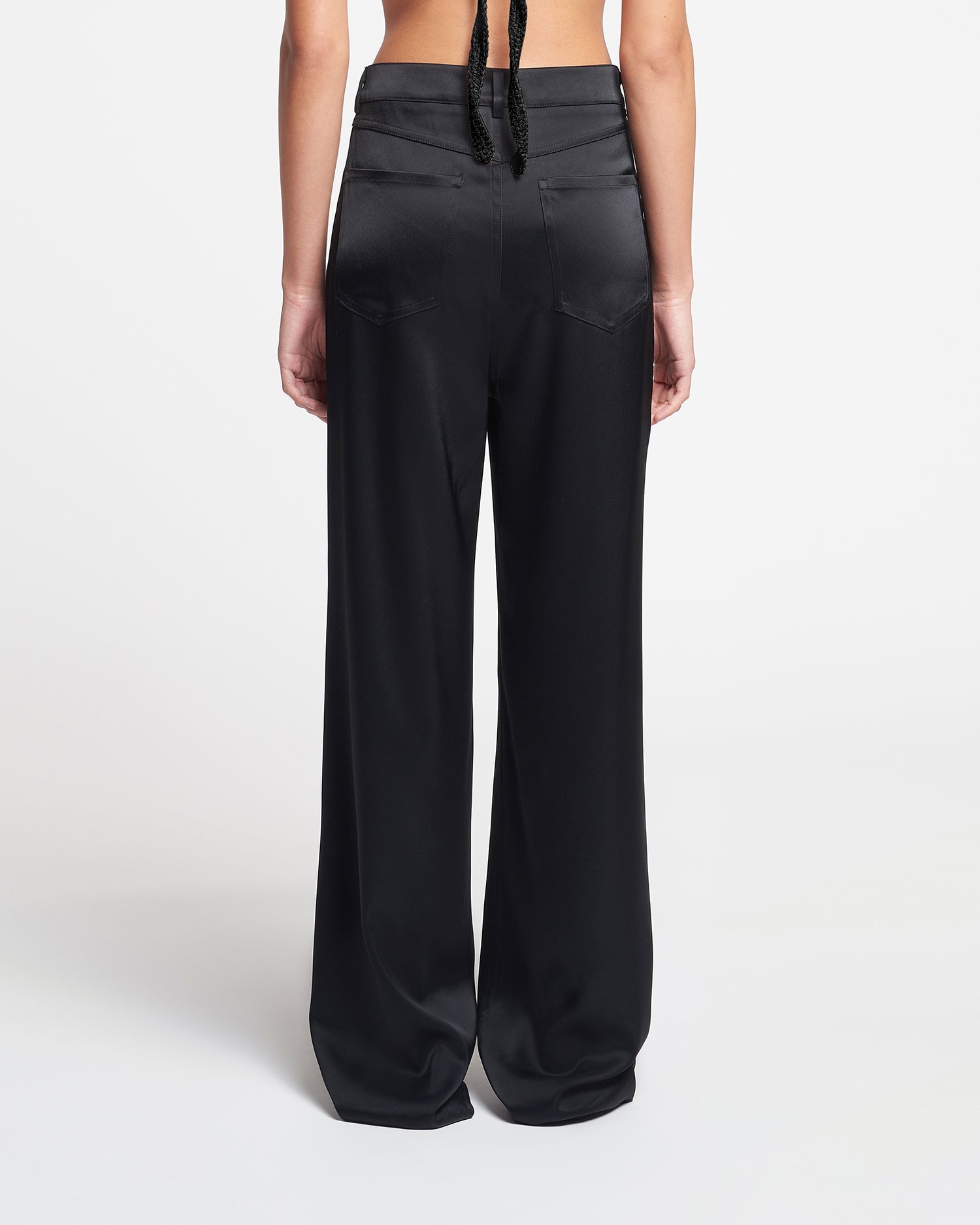 Josine Slip Satin Baggy Pants | Black