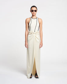 Womens | Myde Draped Crisp-Satin Maxi Skirt | Creme