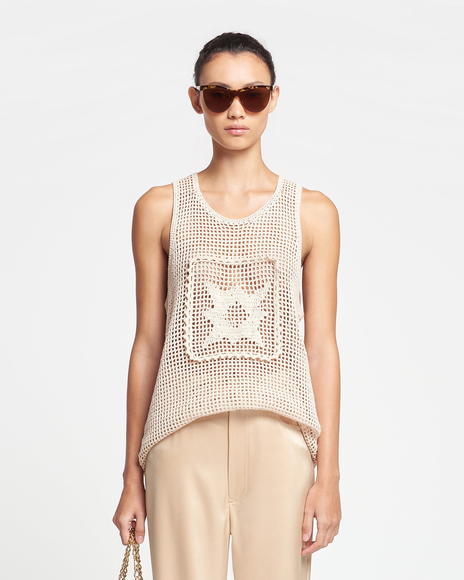 Myrtille Crochet Lace Tank Top | Creme