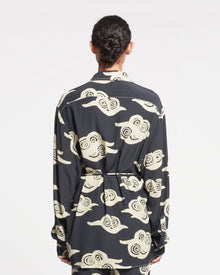 Womens | Metta Printed Crepe Shirt Dress | Cloud Black/Creme