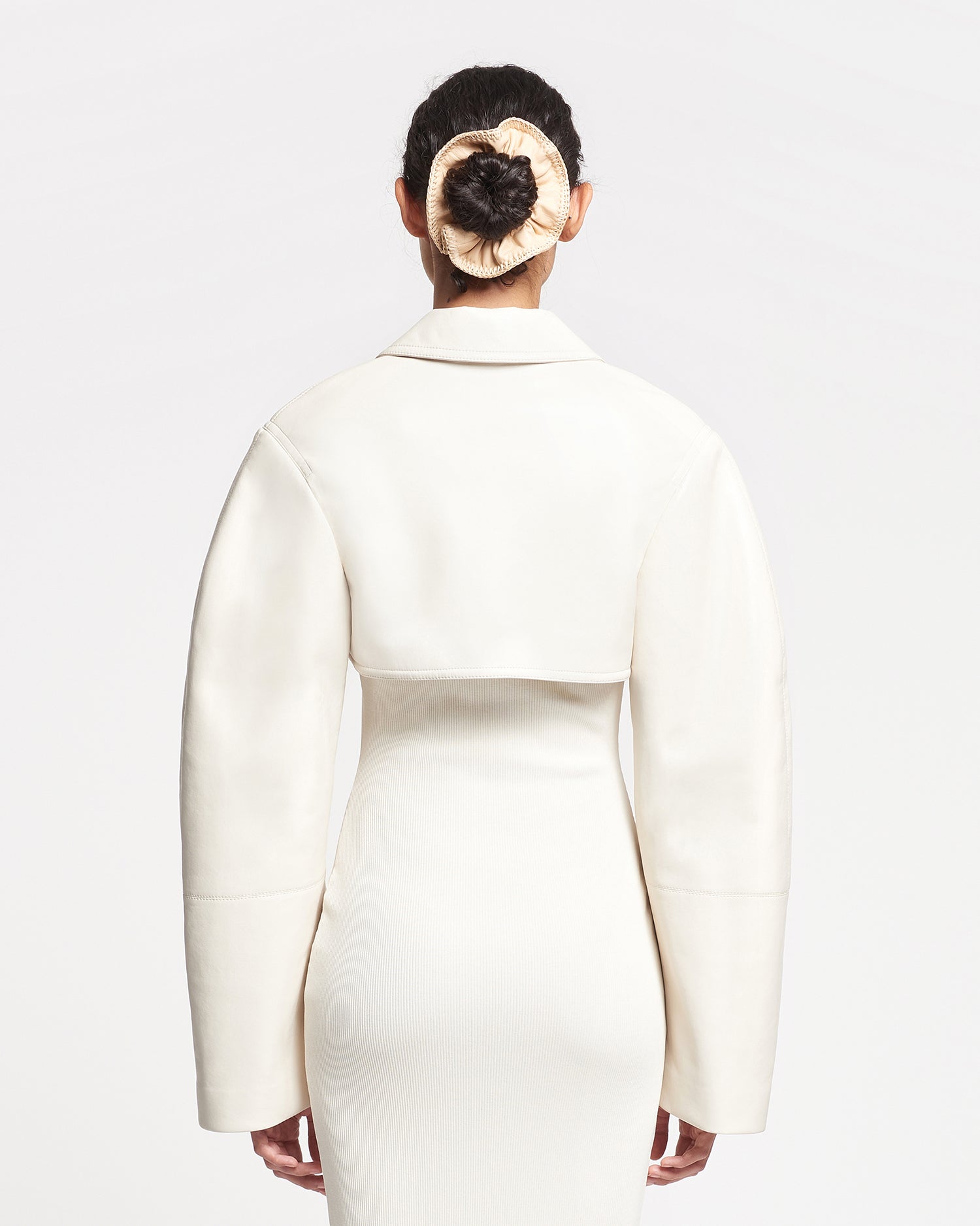 Brisia Cropped Regenerated Leather Bolero | Creme