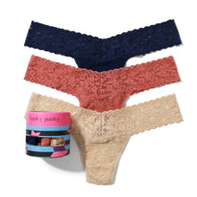 3-Pack Signature Lace Low Rise Thongs | Odyssey Blue/Himalayan Pink/Sand