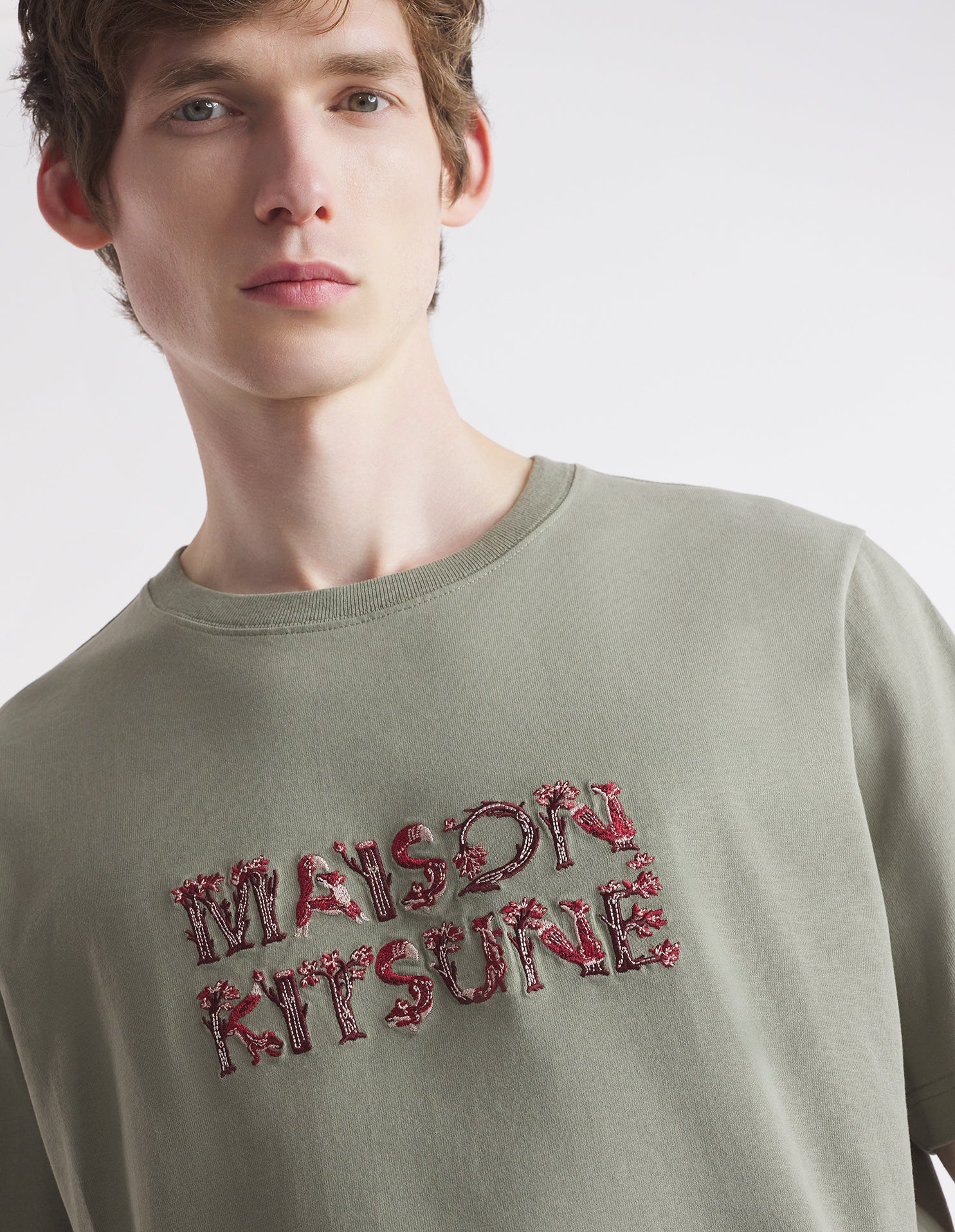 Mens | Woodland Alphabet Short-Sleeve Comfort Cotton Tee-Shirt | Pebble