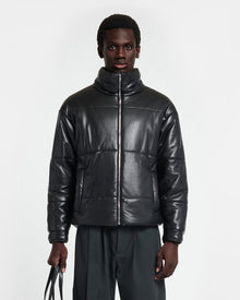 Marron Okobor Alt-Leather Puffer Jacket | Black