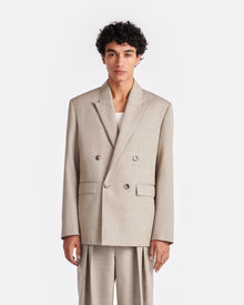 Mens | Olivier Double Breasted Twill Suiting Blazer | Taupe