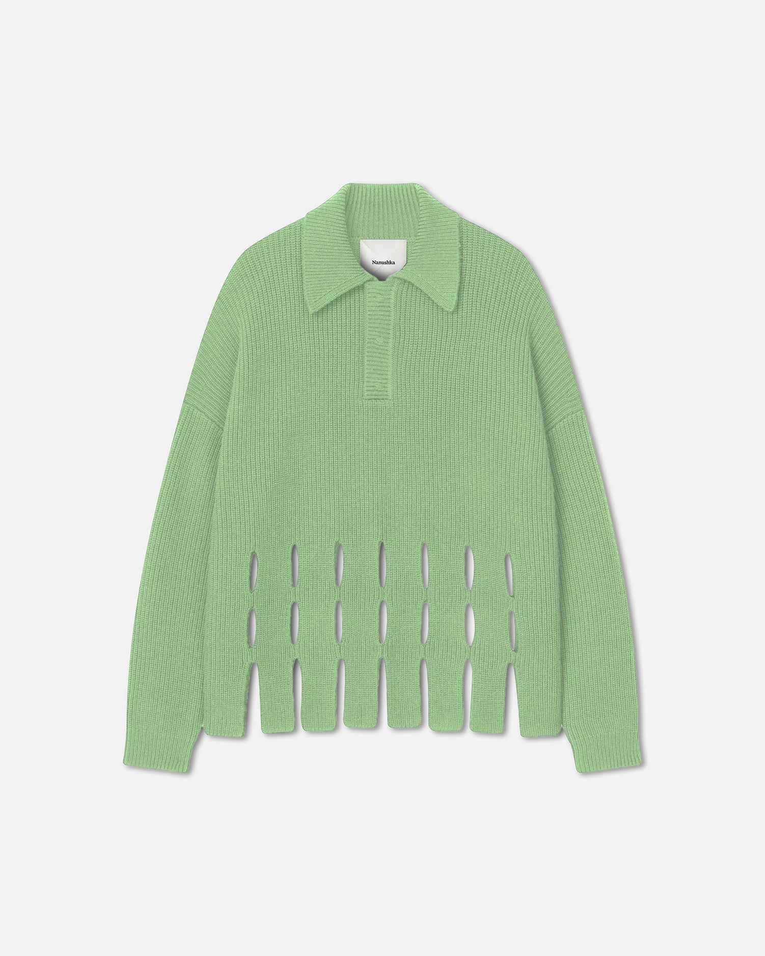 Thiago Cut-Out Cashmere-Blend Polo-Neck Sweater | Pale Green