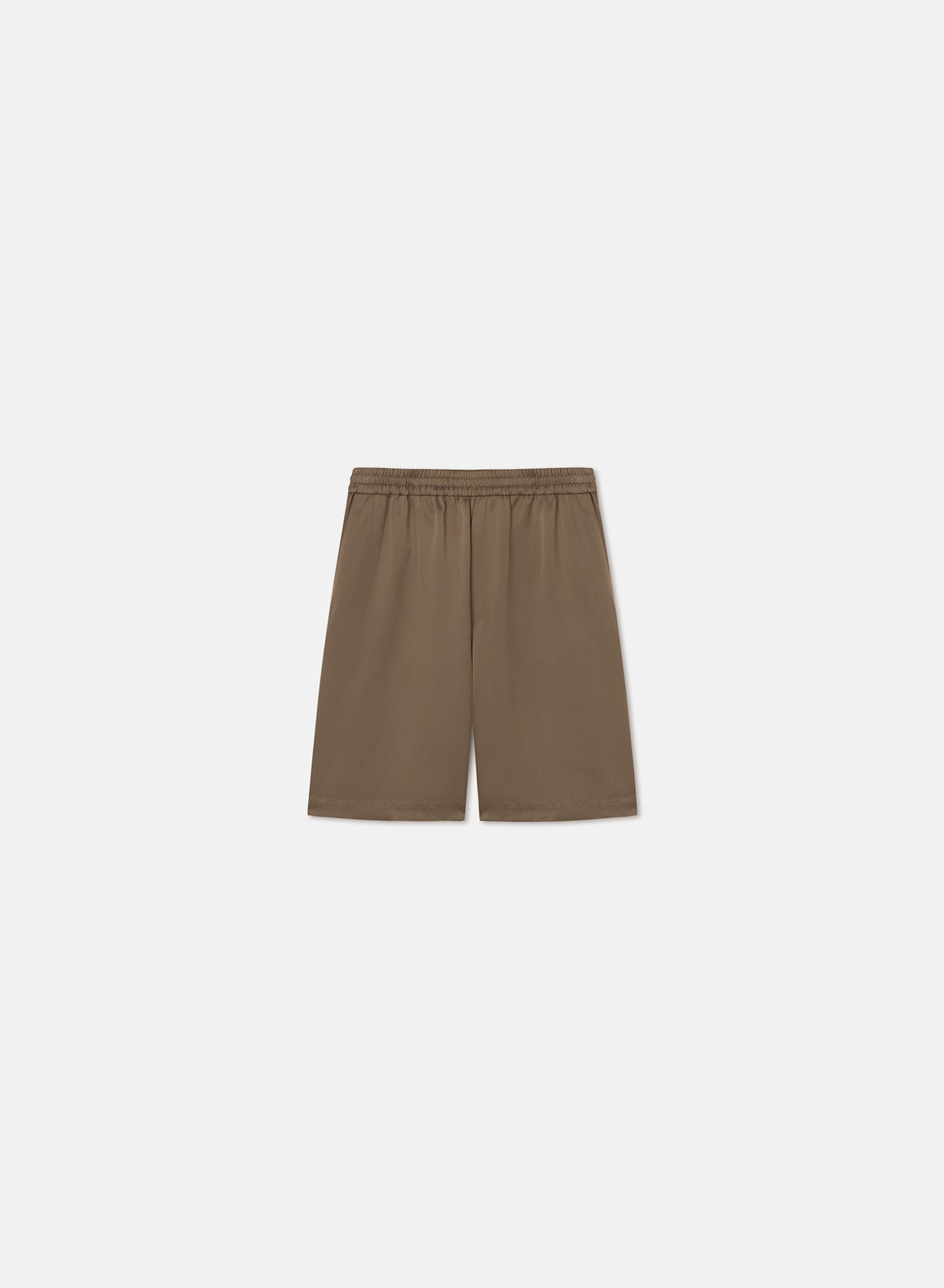 Remko Slip Satin Shorts | Dark Khaki