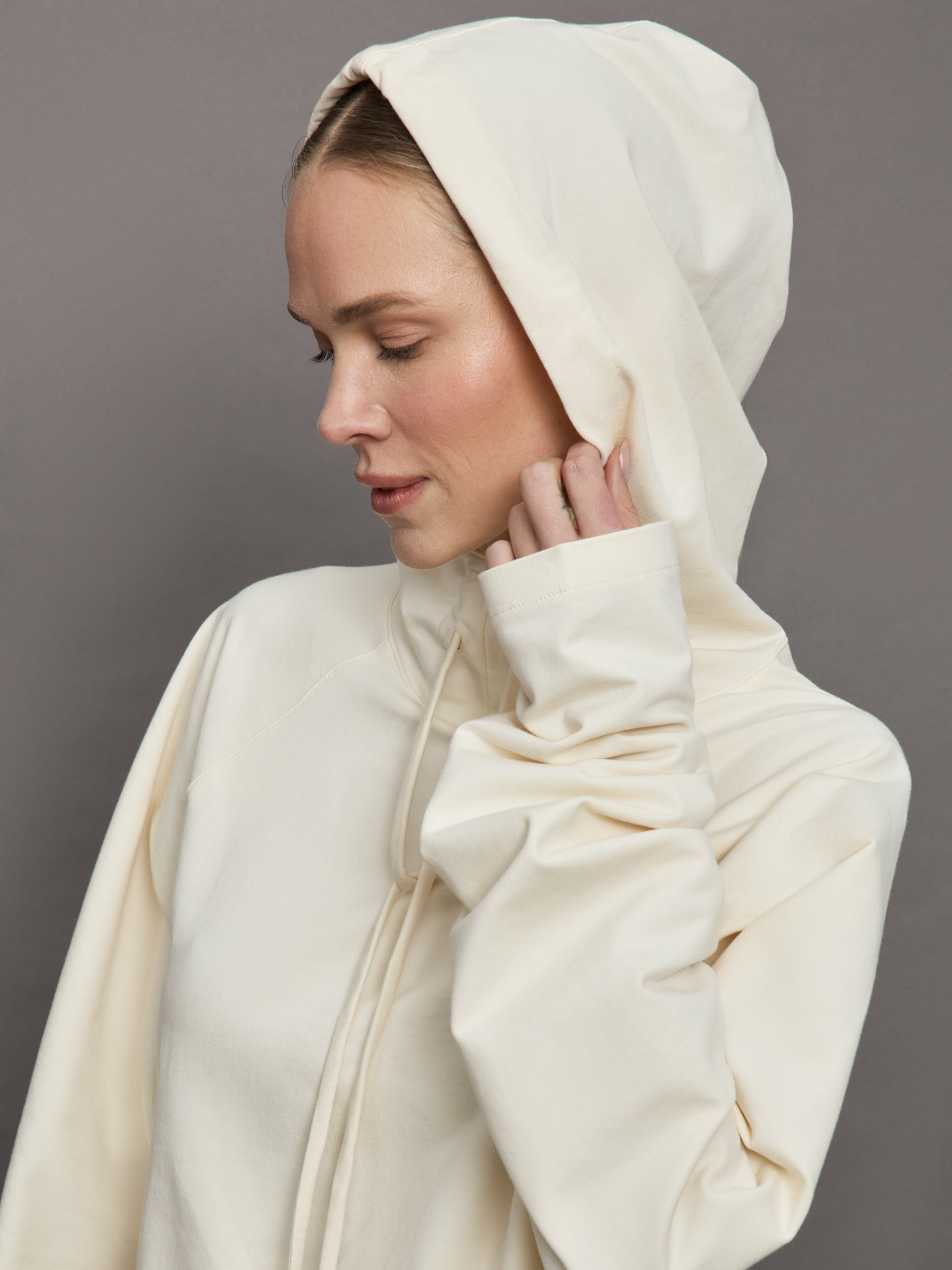 Oversized Raglan Sleeve Hooded Top | Cream