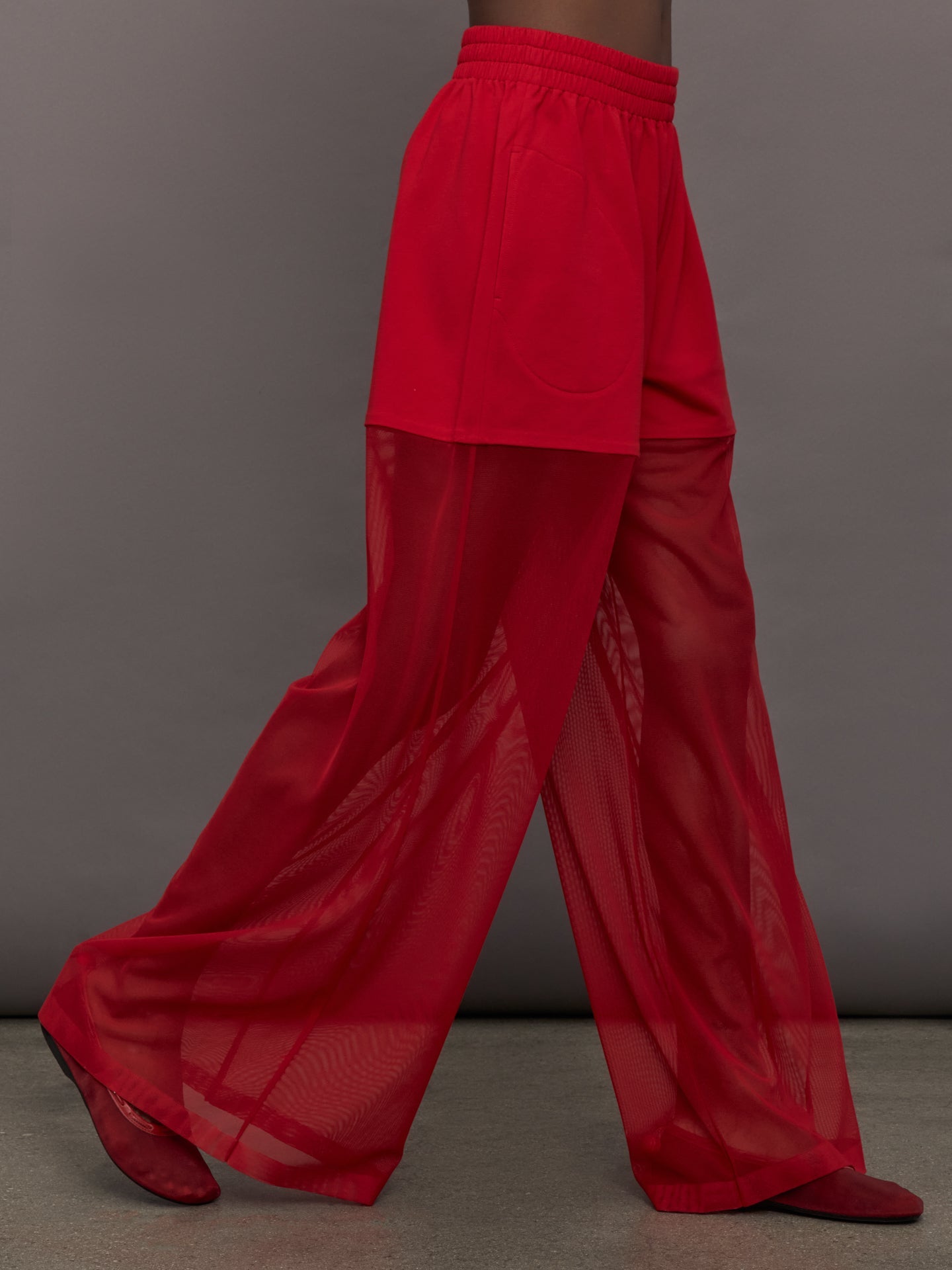 Boyfriend Elephant Sweatpant W/ Mesh | Tiger Red
