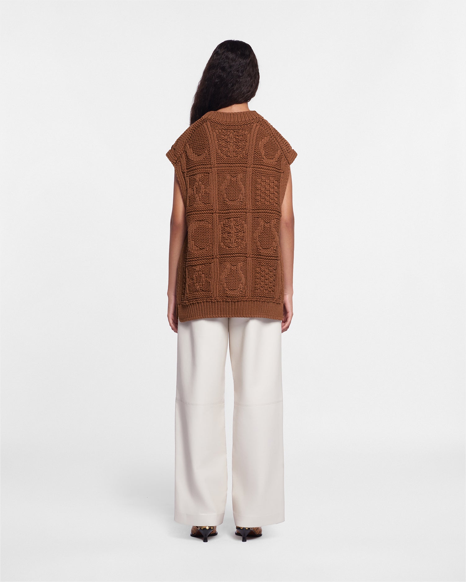 Terence Cable-Knit Cotton-Blend Vest | Brown