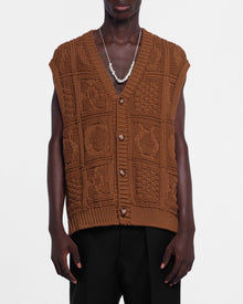 Terence Cable-Knit Cotton-Blend Vest | Brown