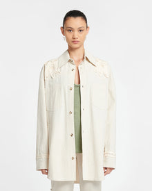 Marlas Embroidered Washed Canvas Jacket | Natural