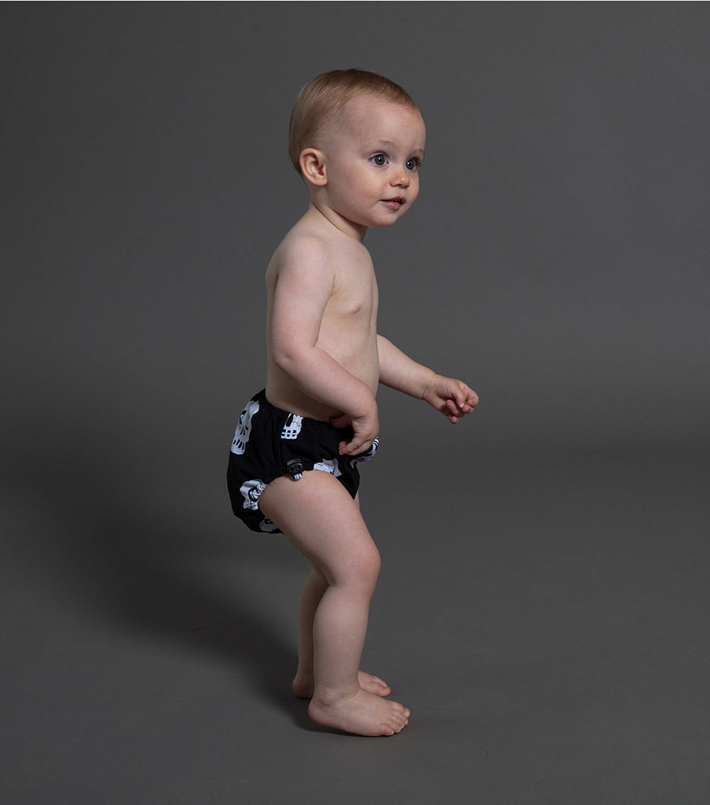 Kid | Rowdy Masks Diaper Swim Trunks | Black