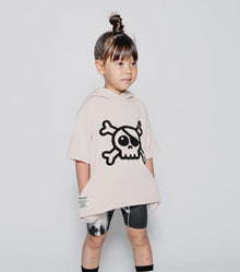 Kid | Fuzzy Skull Hooded Sweatshirt | Nude