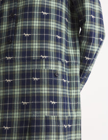Womens | Pleated Cotton Twill Mini Shirt Dress | Navy/Ash Tree
