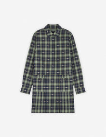 Womens | Pleated Cotton Twill Mini Shirt Dress | Navy/Ash Tree