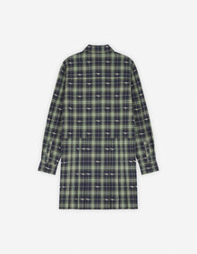 Womens | Pleated Cotton Twill Mini Shirt Dress | Navy/Ash Tree