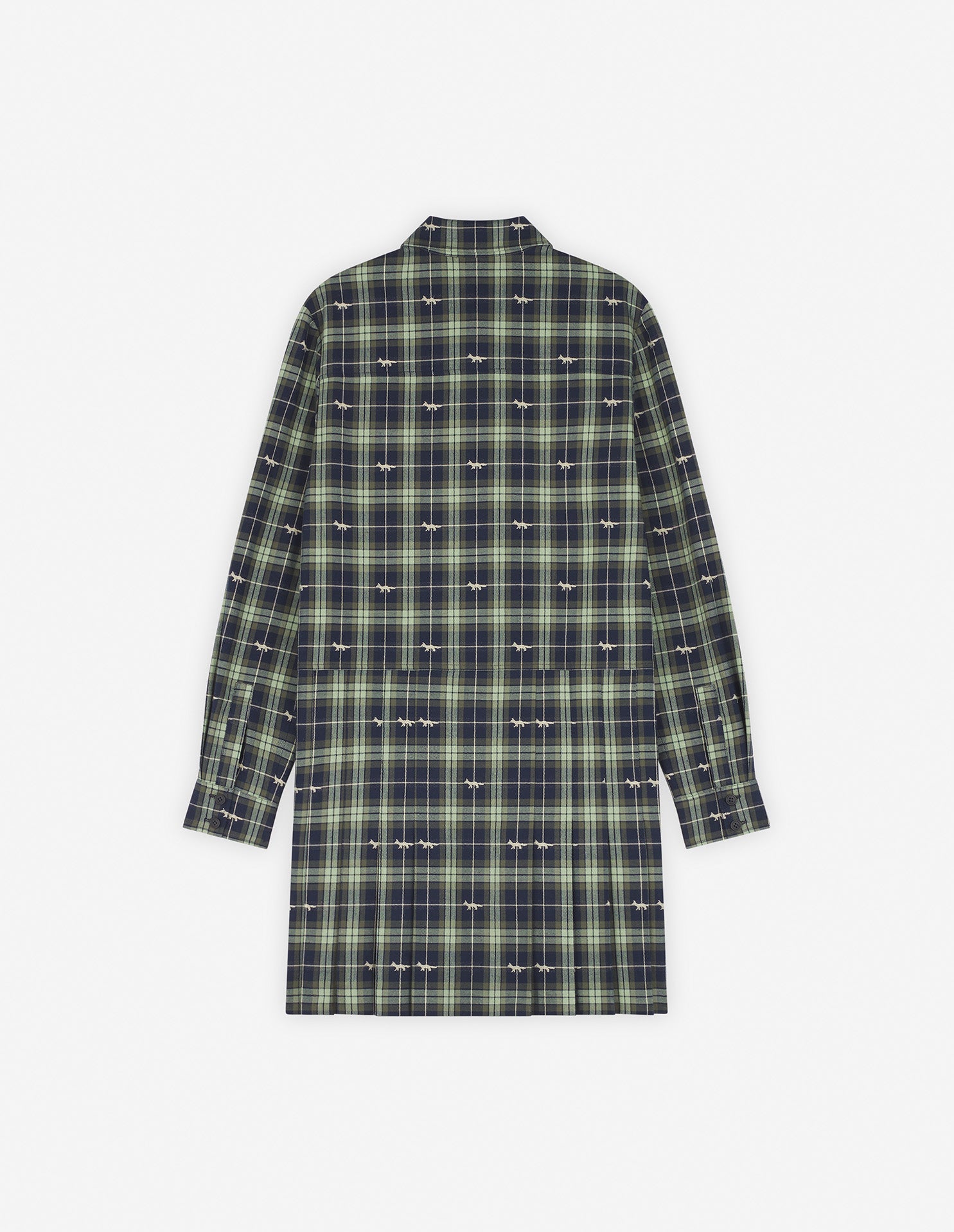 Womens | Pleated Cotton Twill Mini Shirt Dress | Navy/Ash Tree