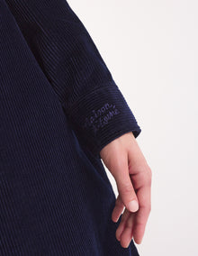 Womens | Corduroy Double Pocket Mini Shirt Dress | Navy